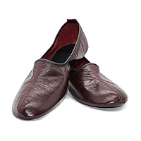 Women's Indoor Leather Slippers Bordeaux Traditional Babouche House Shoes Moccasin
