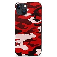 Red Black Camouflage Full Covered Soft Cover TPU Phone Protective Case Compatible with iPhone 13 Series