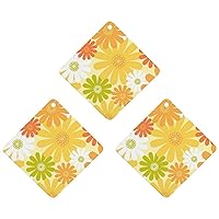 Chrysanthemum Daisy Floral Air Freshener for Car 3 Pack Rearview Mirror Hanging Aromatherapy Scented Cards Car Accessory Rhombus
