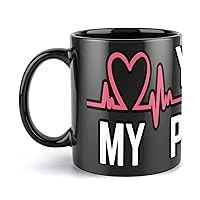 Heartbeat You're My Person Novelty Coffee Mug 12 Oz with Handle Tea Cup Gift for Men Women Office Work Black