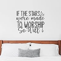 Vinyl Decals Christian Saying If The Stars were Made to Worship So Will I Removable Wall Sticker Christian Family Religious Home Decor Saying Inspirational Quotes Vinyl Wall Decal 22 Inch