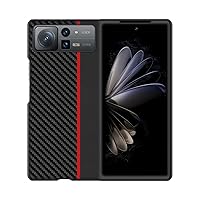 Case for Xiaomi Mix Fold 2, Carbon Fiber Texture Leather Hard PC Slim Shockproof Protective Cover for Xiaomi Mix Fold 2 5G 2022 8.02 inch,Red