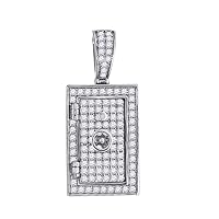925 Sterling Silver Mens Round CZ Cubic Zirconia Simulated Diamond Animal Pet Dog Tag Charm Pendant Necklace Jewelry for Men
