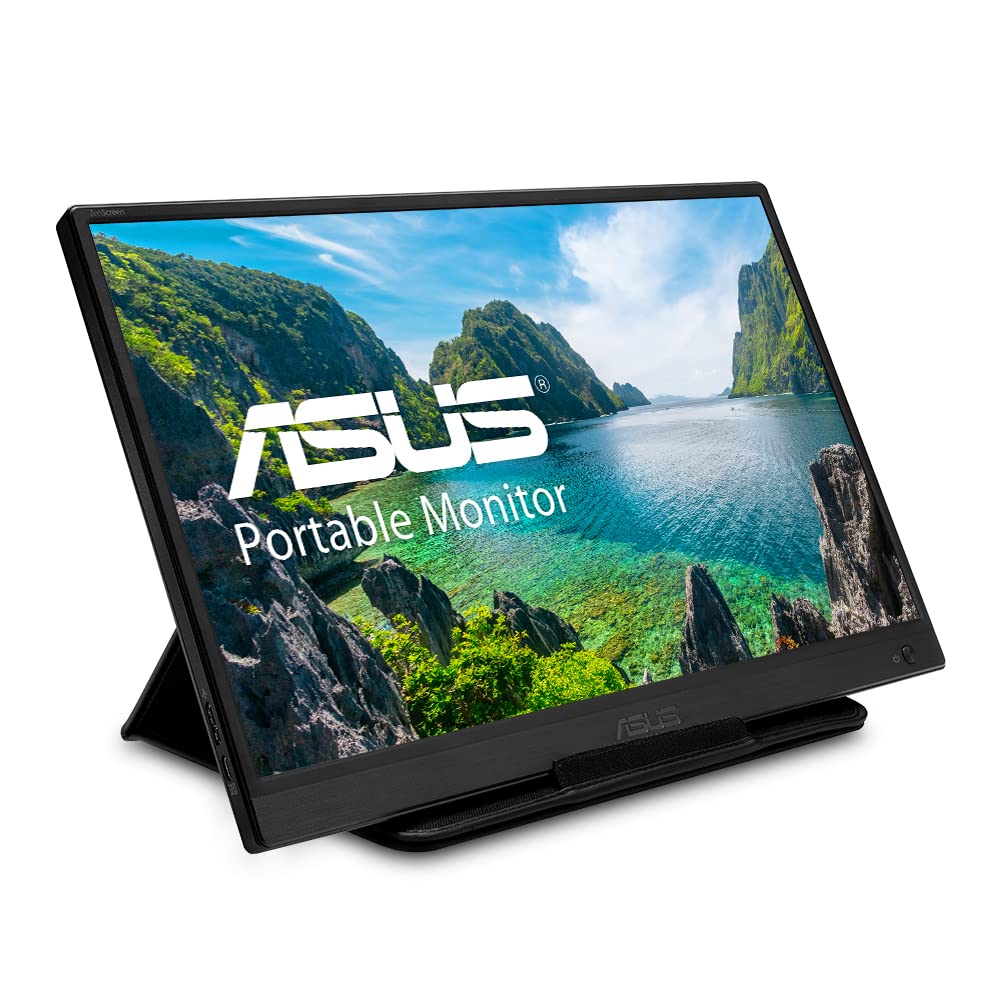 ASUS ZenScreen 15.6” Portable USB Monitor - Narrow Bezel, Micro USB, USB-powered External Monitor, Tripod Mountable, Protective Sleeve, Travel Monitor For Laptop & Macbook - MB165B, 1366 x 768 Pixels