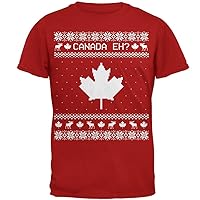 Old Glory Canadian Canada Eh Ugly Christmas Sweater Mens Soft T Shirt Red SM