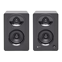 Samson SAM30 3-Inch Powered Studio Monitors Pair Featuring Polypropylene Woofer and 3/4-inch Silk-Dome Tweeter in MDF with Textured Vinyl Covering (Black)