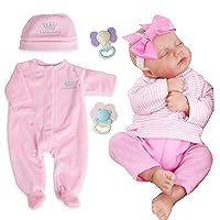 Aori Lifelike Reborn Baby Dolls with Pink Outfit Accessories for 17-20 Inch Newborn Girl