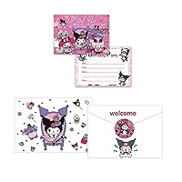 Pack of 12 Kitty Kuromi Invitation Cards Cute Anime Birthday Greeting Card Birthday Party Invitations with Envelopes and Sticker for Boy Girl Kid 6x4.2 Inch(15.2x10.8cm)