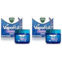 Vicks VapoRub, Lavender Scent, Cough Suppressant, Topical Chest Rub & Analgesic Ointment, Medicated Vapors, Relief from Cough Due to Cold, Aches & Pains, 1.76oz (Pack of 2)