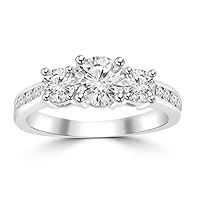 1.97 ct Ladies Three Stone Round Cut Diamond Engagement Ring G Color SI-1 Clarity in 18 kt White Gold