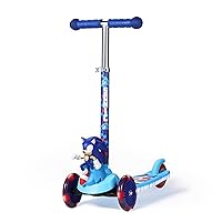 Sonic The Hedgehog 3D Kick Scooter for Kids, Self-Balancing 3 Wheeled Light Up Scooter with Extra Wide Anti-Slip Deck, Rear Brake, Lean to Steer, Lightweight Design, for Kids 3 and up, 75 LB Limit
