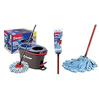 O-Cedar EasyWring RinseClean Microfiber Spin Mop & Bucket Floor Cleaning System, Grey & Microfiber Cloth Wet Mop,Blue/Red
