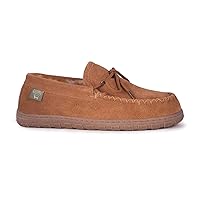 Slippers Mens Moccasins Shoes - Sheepskin Lined Slip-on Indoor & Outdoor Moccasins for Men