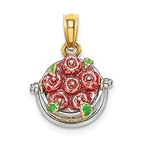 14k Gold 3 d Basket With Apples Indside (red and Green Enamel) Charm Pendant Necklace Measures 16x12.9mm Wide Jewelry Gifts for Women
