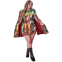 Plus Size Sequin Dress for Women, Rainbow Sequin Cape Mini Dress