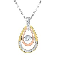 The Diamond Deal 10kt Tri-Tone Gold Womens Round Diamond Oval Moving Twinkle Pendant 1/6 Cttw