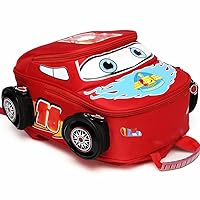 Toddler Boys Girls Backpack Waterproof Cartoon Truck Car Kindergarten Child Snack School Bag (Red)
