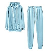 2 Piece Sweatsuits Women Zip Up Hoodies & Sweatpant Set Drawstring Jogger Long Sleeve Outfits Tracksuit with Pockets
