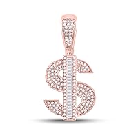 The Diamond Deal 10kt Rose Gold Mens Baguette Diamond Dollar Sign Money Charm Pendant 5/8 Cttw