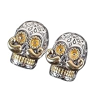 Gothic Sugar Skull Earrings 925 Sterling Silver Biker Skull Stud Earrings Punk Jewelry for Men Women