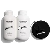 Jupiter Dandruff Shampoo, Dry Scalp Conditioner, & Scalp Exfoliator Brush For Wet or Dry Hair - Relieves Dry, Itchy, Flaky Scalp - Color Safe & Sulfate Free - Vegan