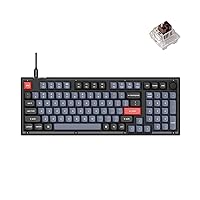 Keychron V5 Wired Custom Mechanical Keyboard Knob Version, 96% Layout QMK/VIA Programmable with Hot-swappable Keychron K Pro Brown Compatible with Mac Windows Linux Black (Frosted Black-Translucent)