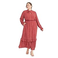 Women's Plus Size Long Sleeve Tiered Ruffle Dress -