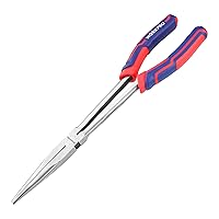 WORKPRO Premium 11” Extra Long Needle Nose Pliers, Paper Clamp Precision, Heavy-Duty CRV Steel, Soft Grip