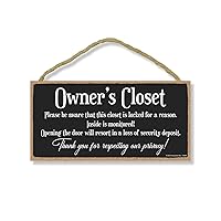 Honey Dew Gifts, Owner's Closet Thank You for Respecting Our Privacy, 10 inch by 5 inch, Made in USA, Vacation Rental Sign, Business Wood Sign, Essentials for Hosts, Vacation House Rules, 754409