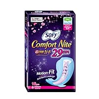 Body Fit Night Slim Wing Pads-Comfort Nite Cotton Soft 29cm 16S, Instant & Speedy Absorption with Raised Center