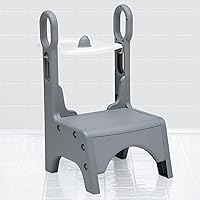 Little Jon-EE Adjustable Potty Seat and Step Stool, White/Grey