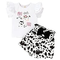Viworld Baby Girl Two Birthday Outfits Ruffle Sleeve Wild Two Top + Strawberry Shorts Set Cake Smash Summer Clothes