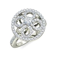 18k Solid Gold 0.5 Ctw Round Natural Diamond Ring 0.92 Ctw Side Diamond Weight G-H Color Diamond Ring