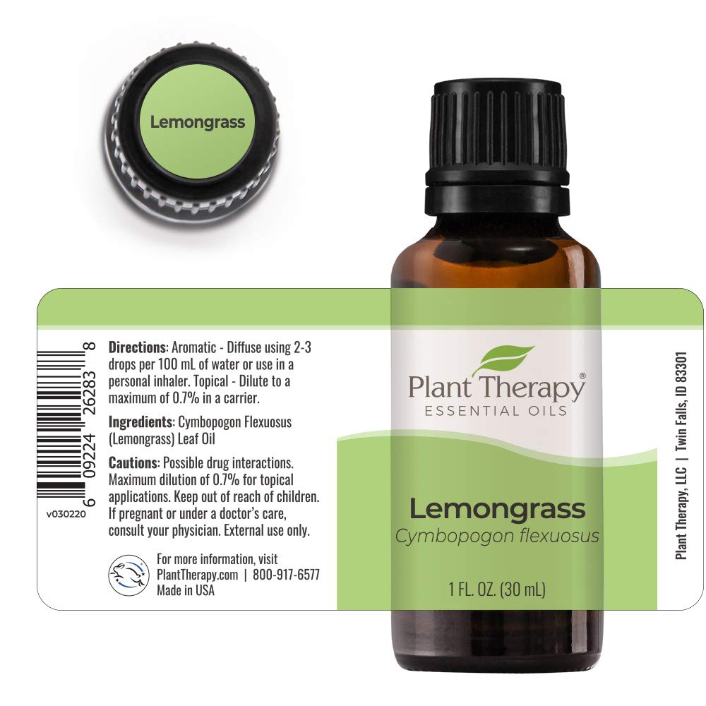 Plant Therapy Lemongrass Essential Oil 100% Pure, Undiluted, Natural Aromatherapy, Therapeutic Grade 30 mL (1 oz)