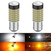 KATUR Super Bright 1157 2057 2357 7528 BAY15D P21/5W Switchback LED Bulbs White/Amber 3014 120SMD with Projector for Turn Signal Lights and Daytime Running Lights/DRL (Pack of 2)