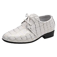 Fashion All Seasons Boys Leather Shoes Pointed Toe Low Heel Lace Up Leather Grain Comfortable Dress Toddler Size 5 Shoes