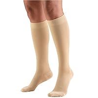Truform 15-20 mmHg Compression Stockings for Men and Women, Knee High Length, Closed Toe, Beige, Small