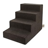 Best Pet Supplies Dog Stairs for Small Dogs & Cats, Foam Pet Steps Portable Ramp for Couch Sofa and High Bed Non-Slip Balanced Indoor Step Support, Paw Safe No Assembly - Dark Brown, 4-Step