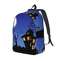 Canvas Backpack For Women Men Laptop Backpack Halloween Night Travel Daypack Lightweight Casual Backpack