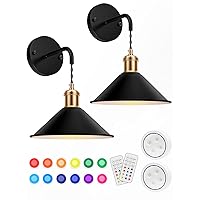 Battery Operated Wall Sconce, Wireless Wall Lights Set of 2, 13 RGB Colors Dimmable Battery Powered Wall Lamp with Remote Memory Function Auto Timer for Bedroom Living Room Hallway