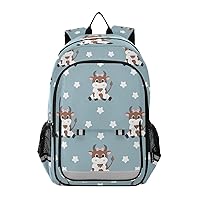 ALAZA Cow Print Cartoon Animal Stars Laptop Backpack Purse for Women Men Travel Bag Casual Daypack with Compartment & Multiple Pockets