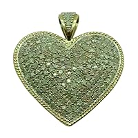 Animas Jewels Mother's Day Gift 2 Ct Round Cut VVS1 Diamond Cluster Heart Love Pendant 14K Yellow Gold Over .925 Sterling Silver Free Chain