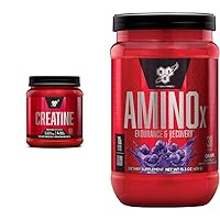 BSN Creatine Powder 60 Servings 10.9oz and Amino X Muscle Recovery Powder 30 Servings Grape