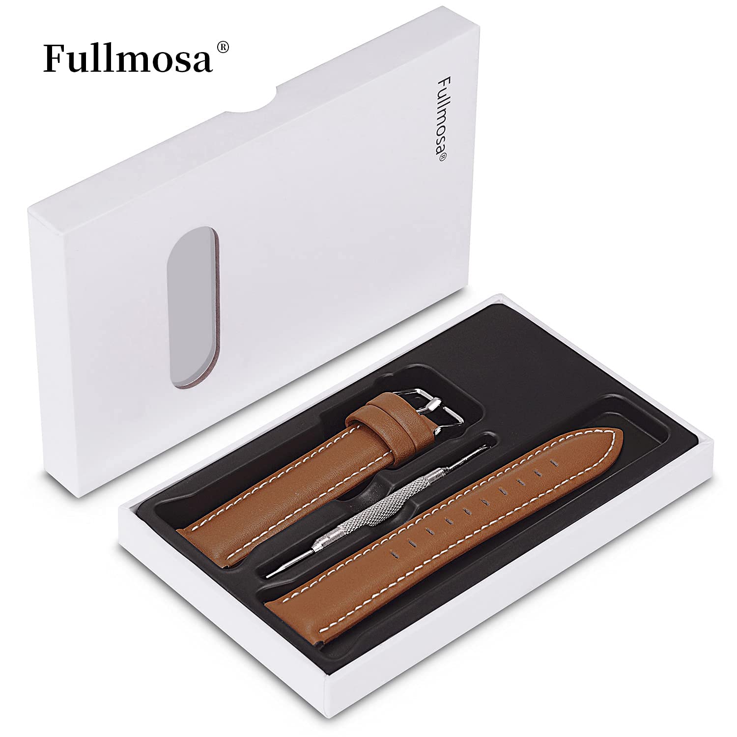 Fullmosa Genuine Leather 14mm 16mm 18mm 19mm 20mm 22mm and 24mm Watch Bands, Quick Release Watch Band for Men and Women, Fits Samsung Galaxy Watch 5/4/3,Garmin Watch,Huawei Watch