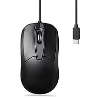 Perixx PERIMICE-209C USB Type C Wired Optical Mouse - 5.9 Ft Cable - 1000 DPI - Black, (11994)