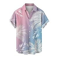 Hawaiian Shirts for Men Printed Summer Short Sleeve Casual Button Down Tropical Holiday Beach Shirts Cruise Attire