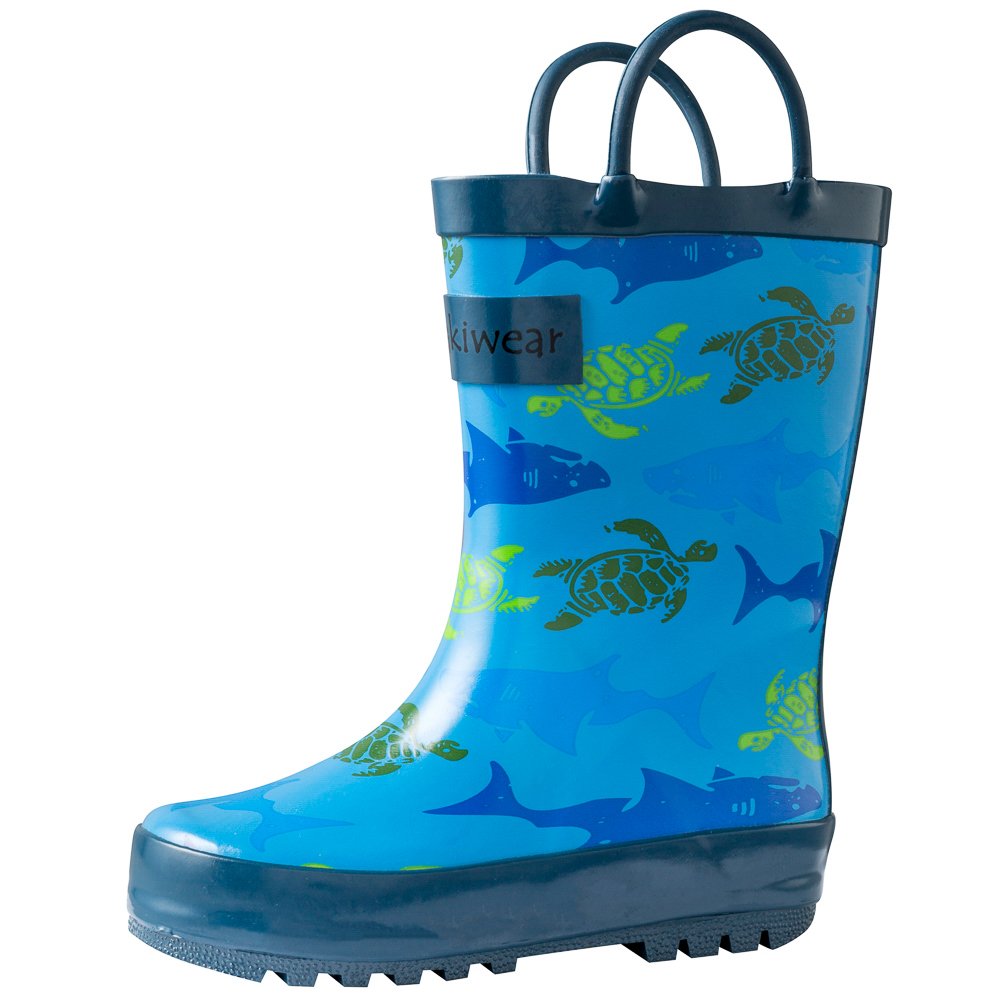 OAKI Kids Waterproof Rain Boots with Easy-On Handles, Fiery Red