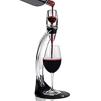 Vinturi Deluxe Essential Pourer and Decanter Tower Stand Easily and Conveniently Aerates Bottle or Glass and Enhances Flavors with Smoother Finish, Red Wine Set, Black