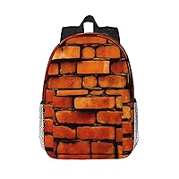 Red Brick Wall Backpack Lightweight Casual Backpack Double Shoulder Bag Travel Daypack With Laptop Compartmen