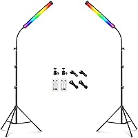 2 Pack RGB LED Video Light Wand Kit, QEUOOIY 360° Full Color 2500-9500K Led Photography Lighting Sticks with 32-77.6